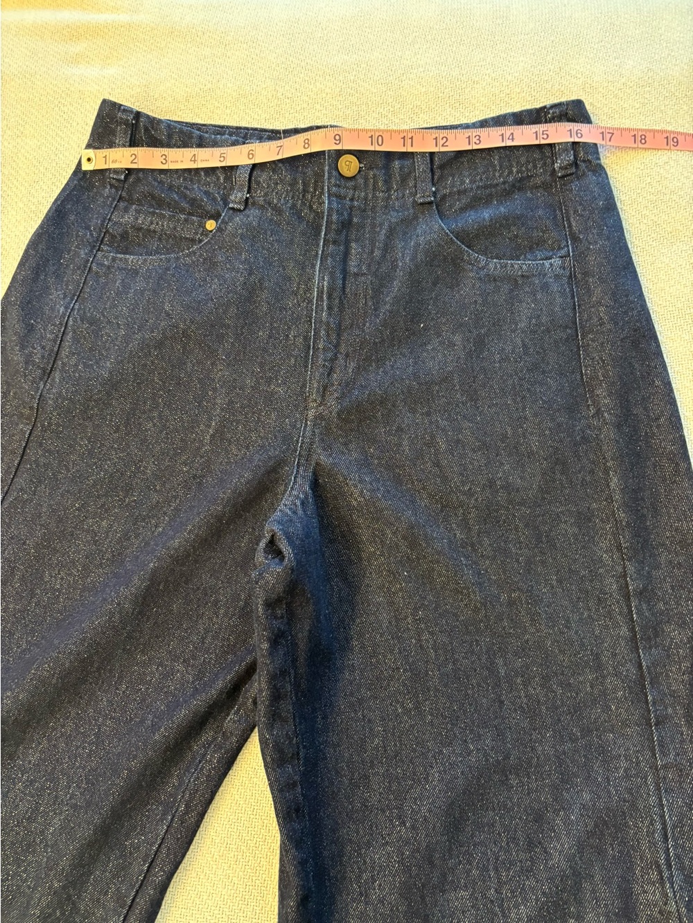 Pilcro Anthropologie Sparkle Lurex Wide Leg Jeans Size 30 Dark Wash Metallic - Picture 9 of 10